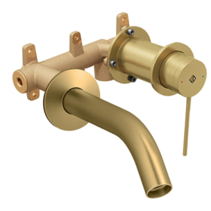 Mitigeur lavabo encastré Grands Boulevards Laiton brossé  + poignée + corps encastré