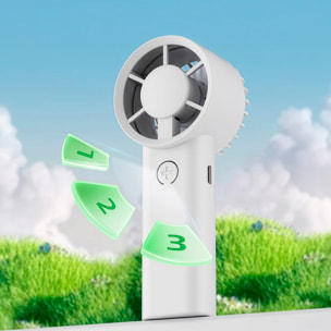 Ventilador portátil JB3. 3 velocidades y batería recargable de 500mAh. Diseño ligero, compacto y ergonómico.