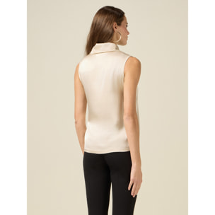 Oltre - Top in raso con collo alto - Bianco