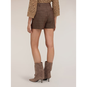 Motivi - Shorts a vita alta fantasia check - Marrone
