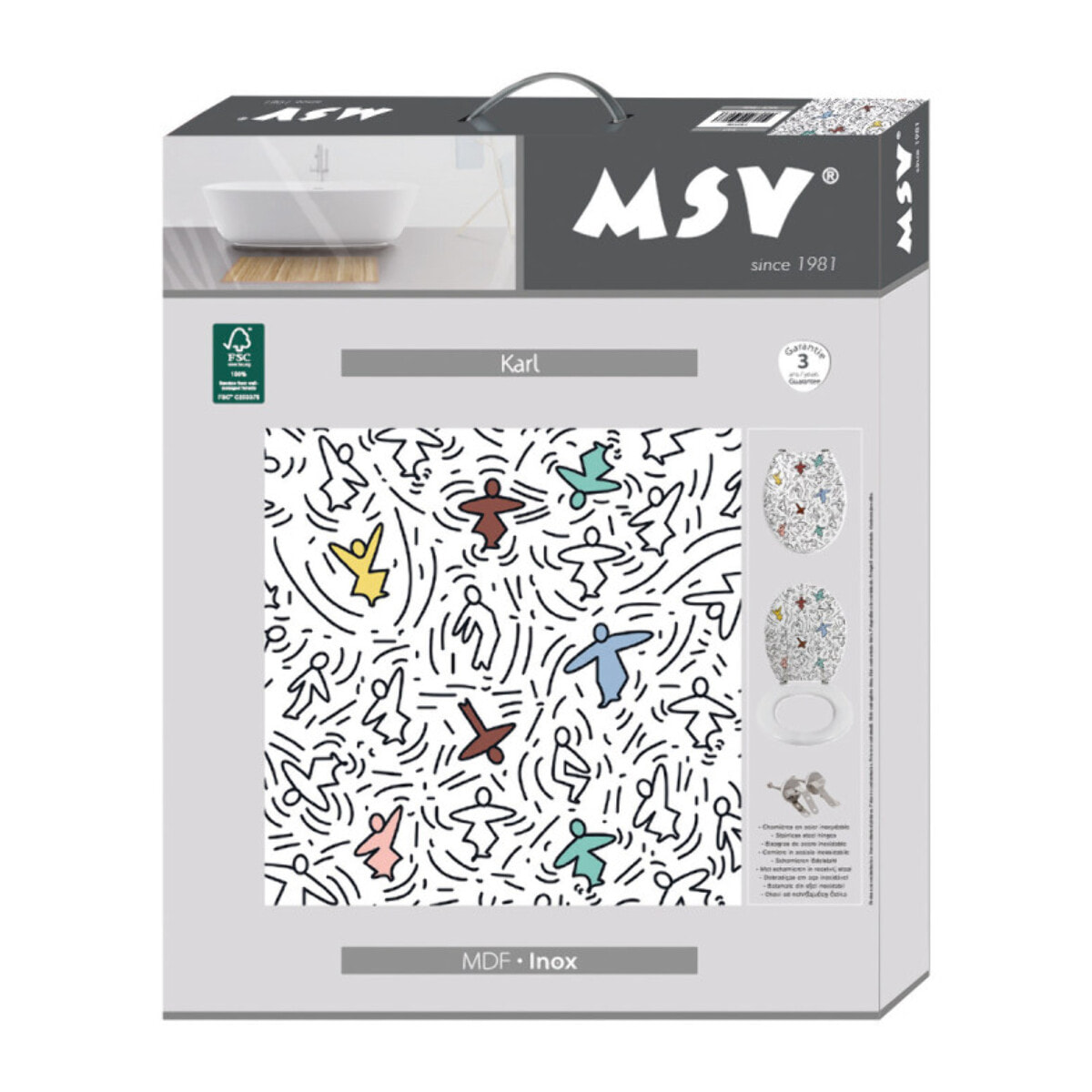 Abattant wc MDF KARL - Charnières Inox MSV