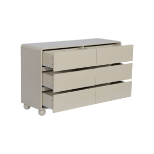 Commode enfant décor bois laqué 6 tiroirs NOUSHKA
