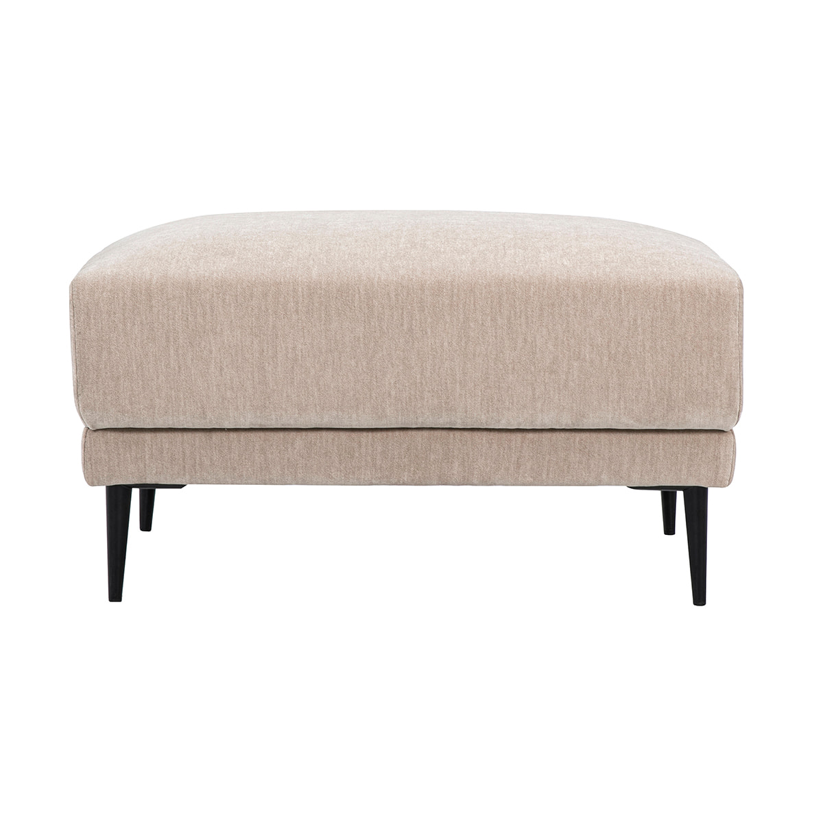 Pouf repose pieds en tissu effet velours taupe et métal noir JERRY