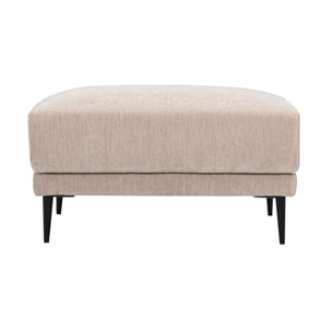 Pouf repose pieds en tissu effet velours taupe et métal noir JERRY