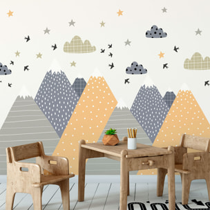 Stickers muraux enfants - Décoration chambre bébé - Autocollant Sticker mural géant enfant montagnes scandinaves JIKA