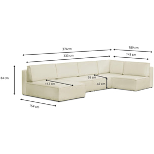 Canapé d'angle droit convertible 8+2 places en tissu bouclé - HARPER MOD