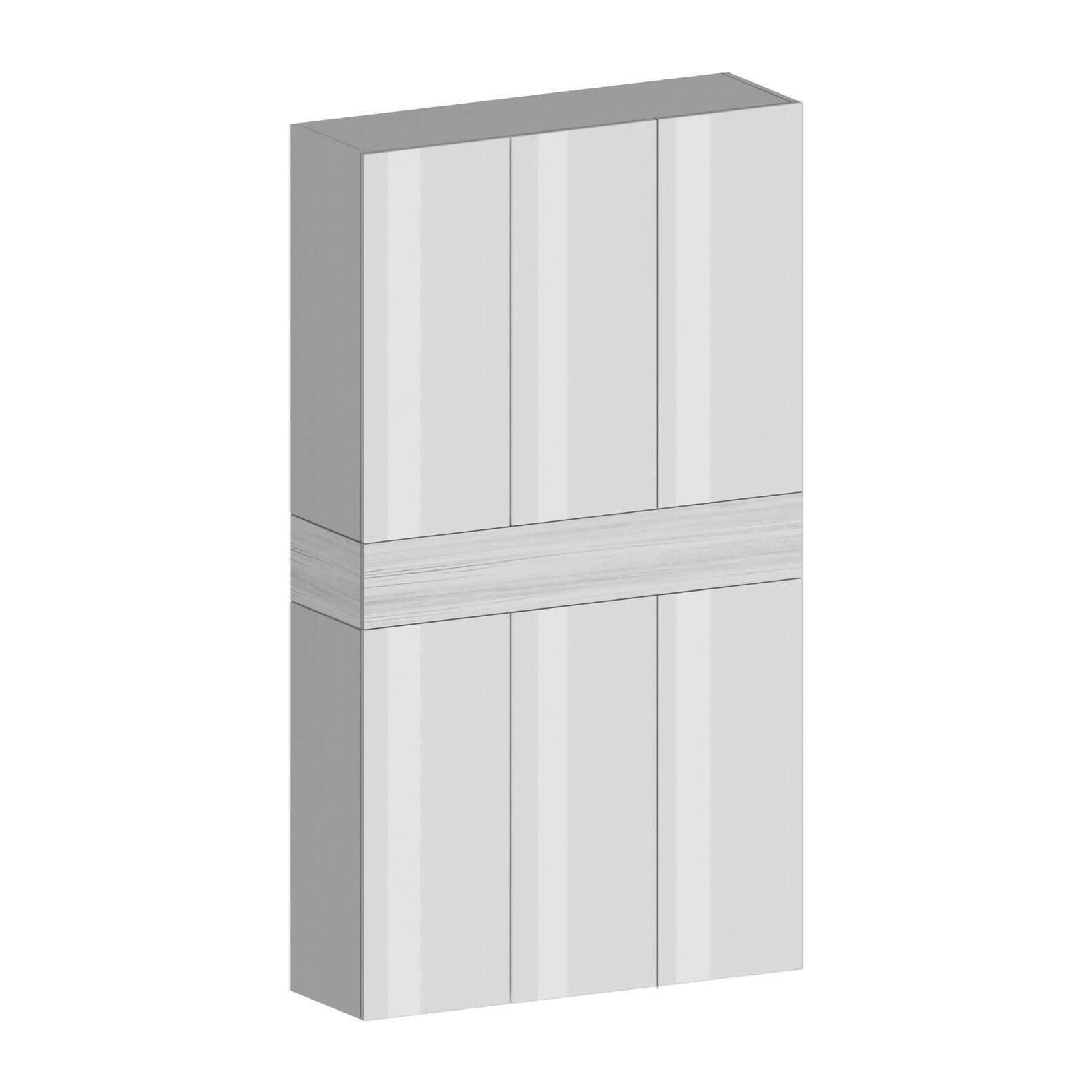 Scarpiera Charoite, Porta scarpe salvaspazio a 7 ante, Armadio multifunzione da ingresso, 114x35h200 cm, Bianco effetto larice