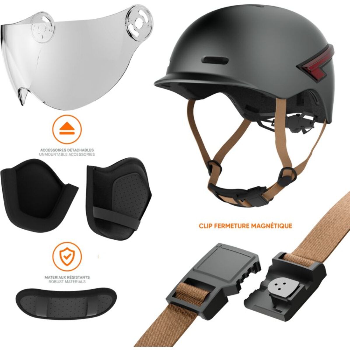 Casque CASR Led Glow gris taille M