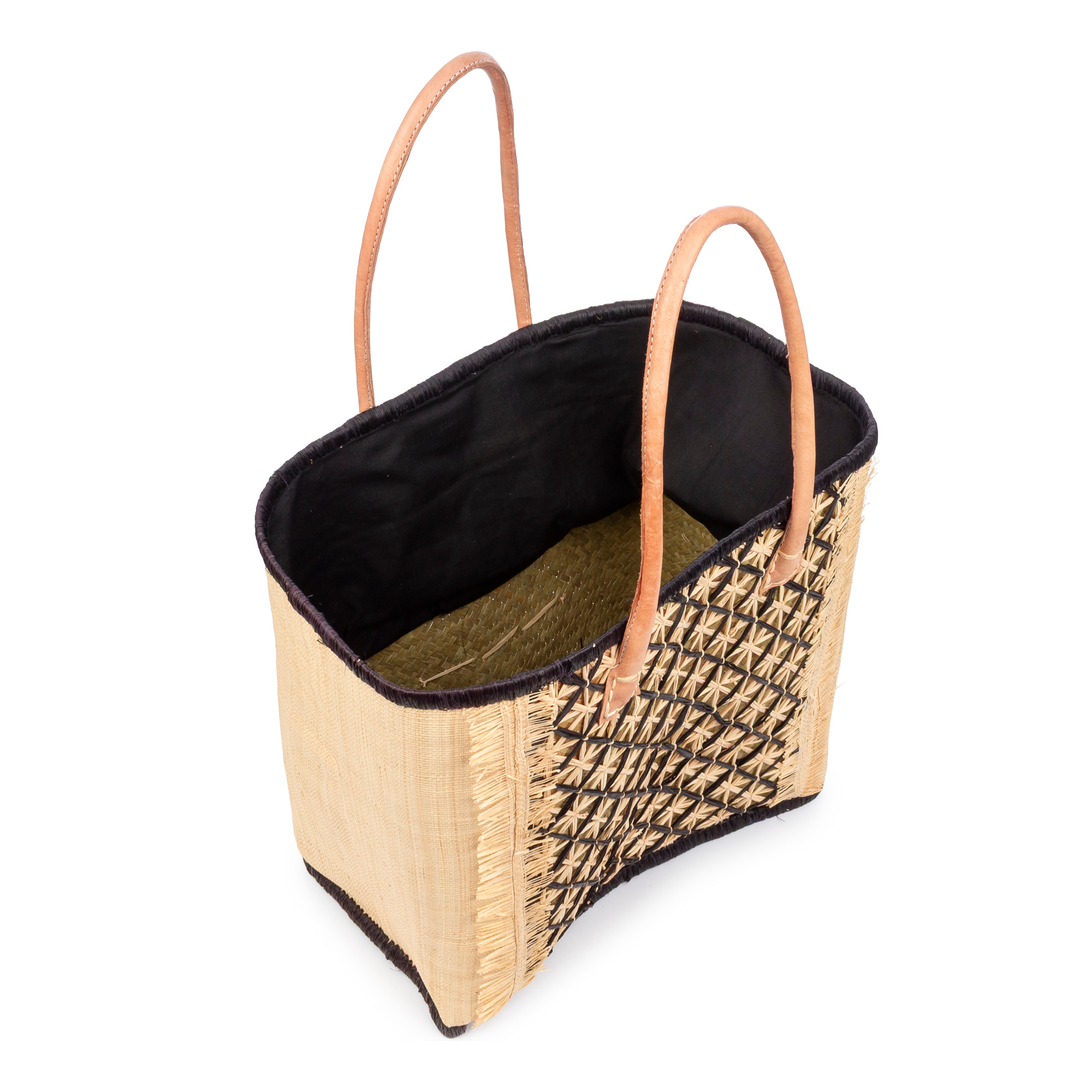 Villafrati bolso de hombro mujer. Fabricado en rafia y paja, con asas de cuero.