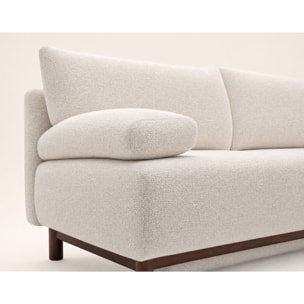 Hortense - Canapé droit 3 places convertible avec coffre en velours texturé - Beige