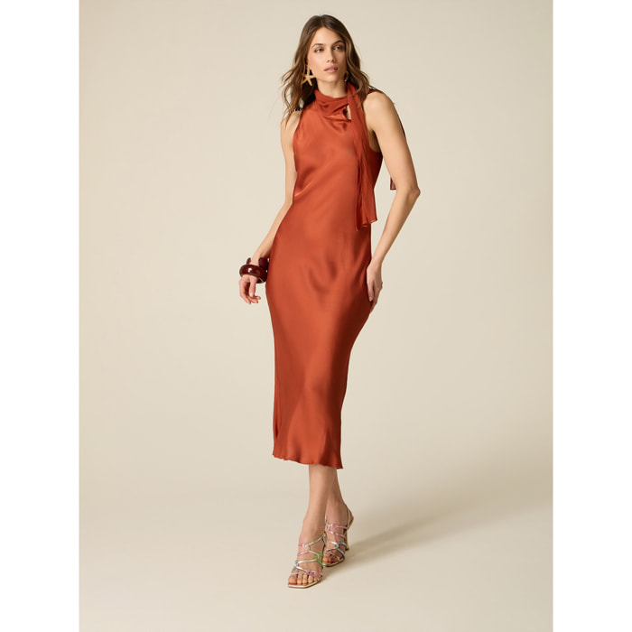 Oltre - Vestido tubo en raso de viscosa - Naranja sol