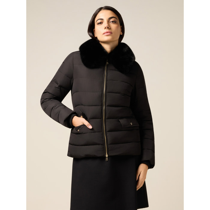 Oltre - Plumífero con cuello de peluche - Negro