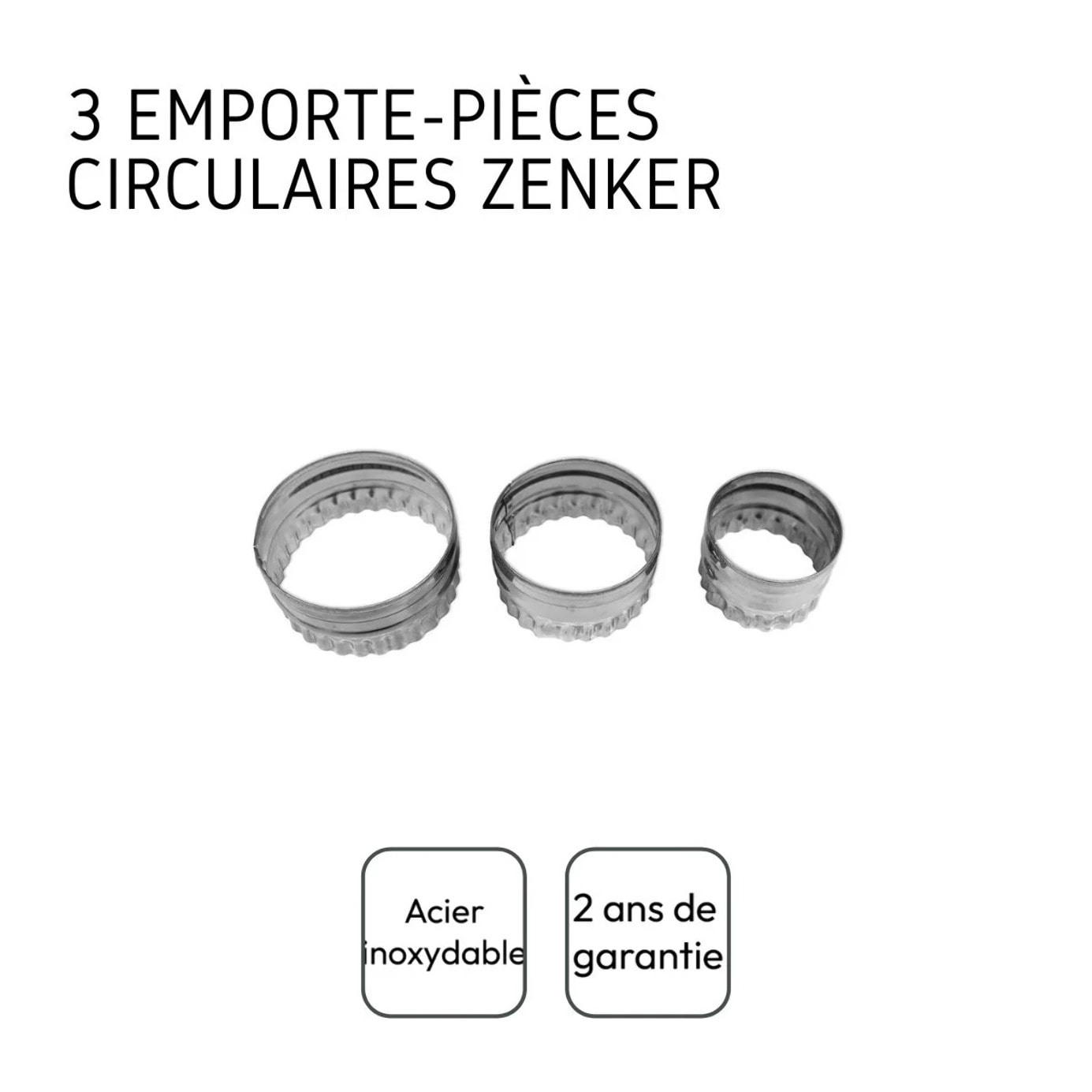 Lot de 3 emporte-pièces ronds et cannelés Zenker Emporte-pièces