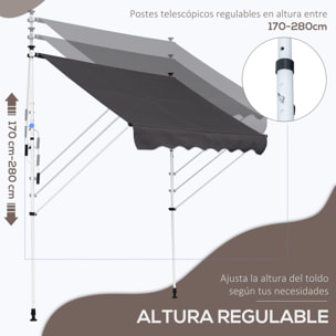 Toldo Balcón Altura Ajustable De Aluminio 2x1.5m Gris