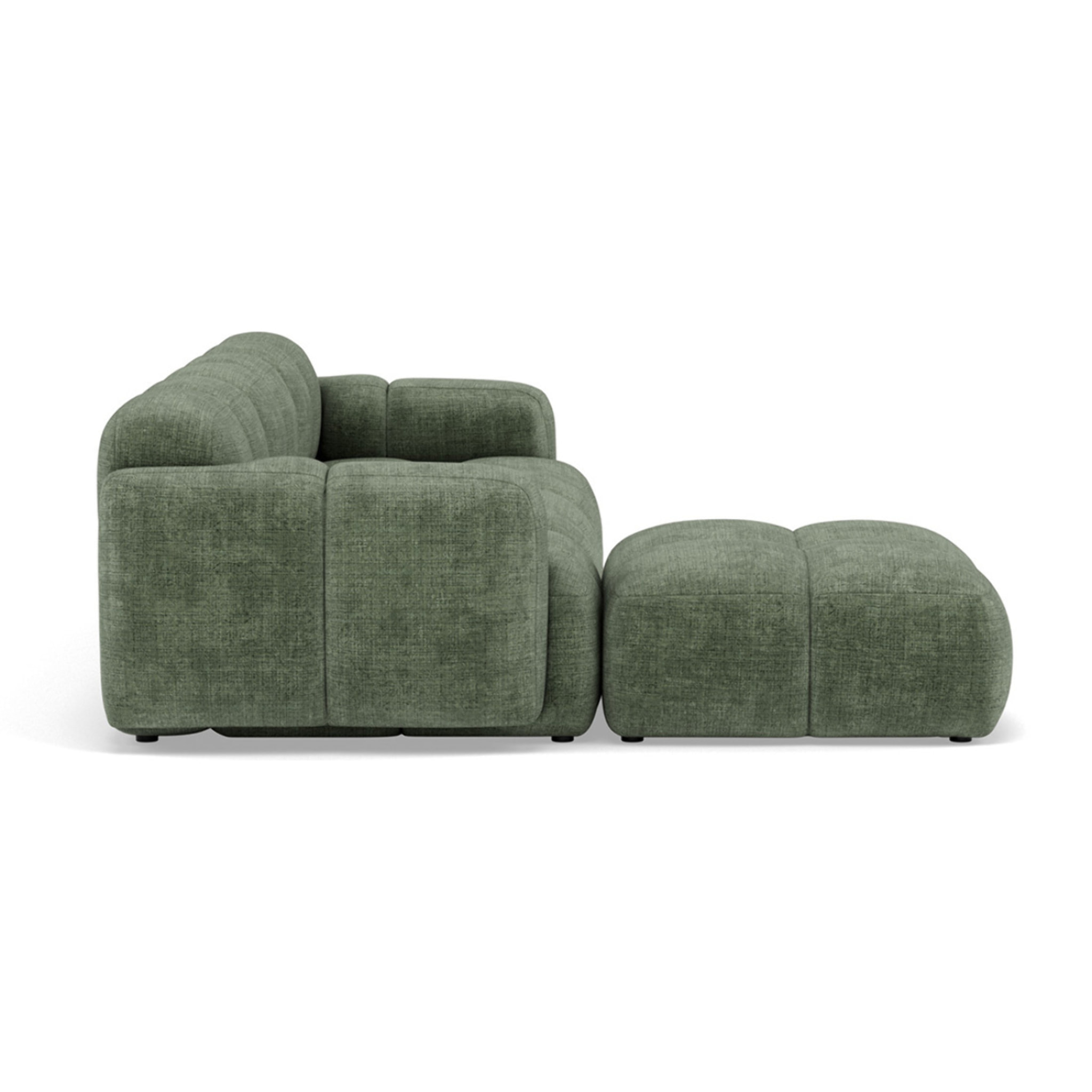 Grace - canapé modulable d'angle réversible 4 places en velours texturé - Vert sauge