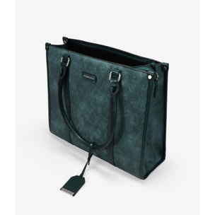 Bolso shopper verde con grabado de B