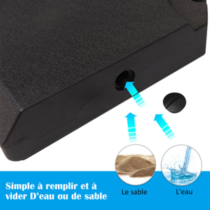 Pied de parasol lot de 4 dalles pour parasol à lester dim. tot. 100L x 100l x 9,5H cm HDPE noir