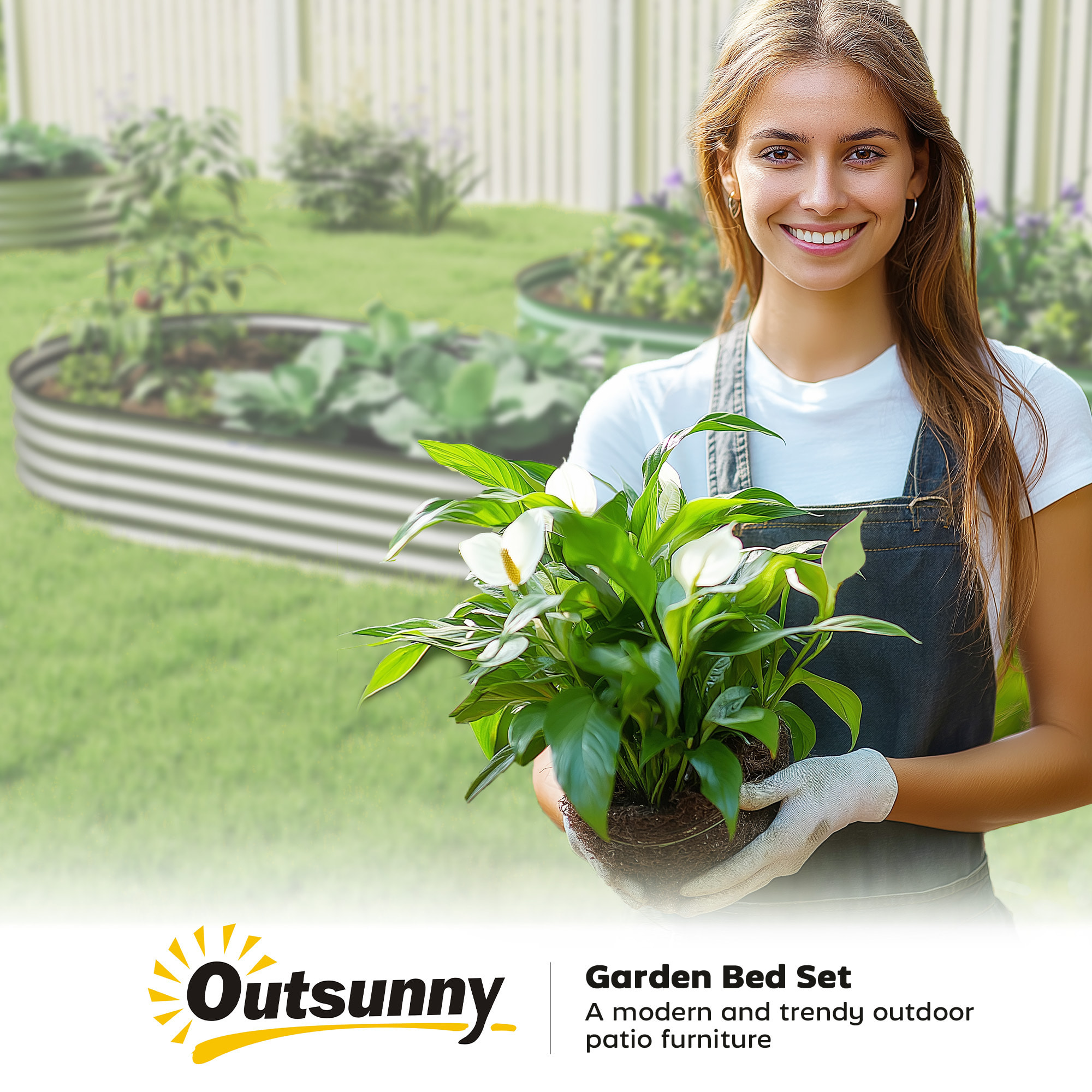 Jardinière carré potager dim. 181 x 93 x 30 cm tôle d'acier galvanisée