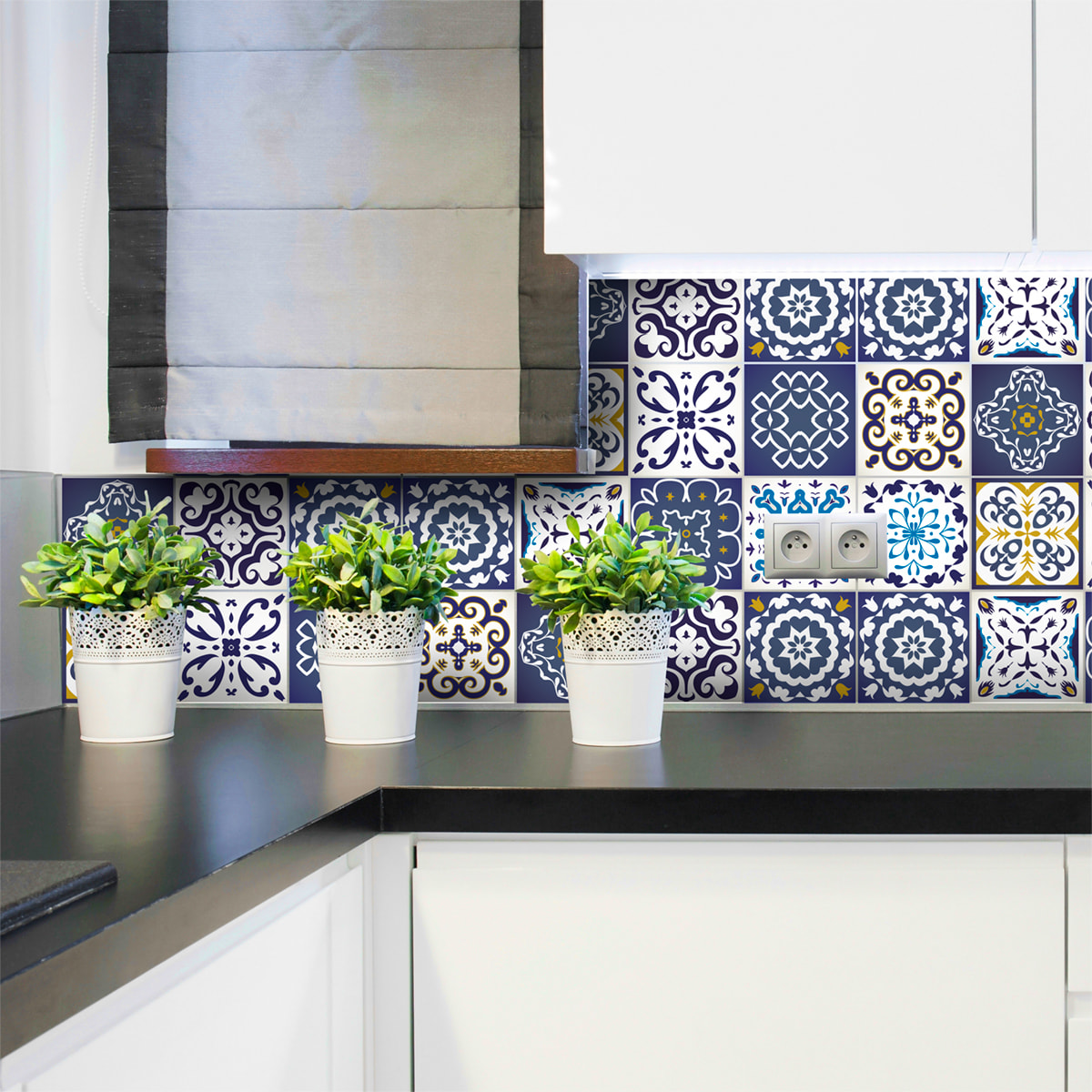 Stickers muraux - Sticker Mural Carrelage adhésif Cuisine Salle de Bain - 12 STICKERS CARRELAGES AZULEJOS JANEIRO