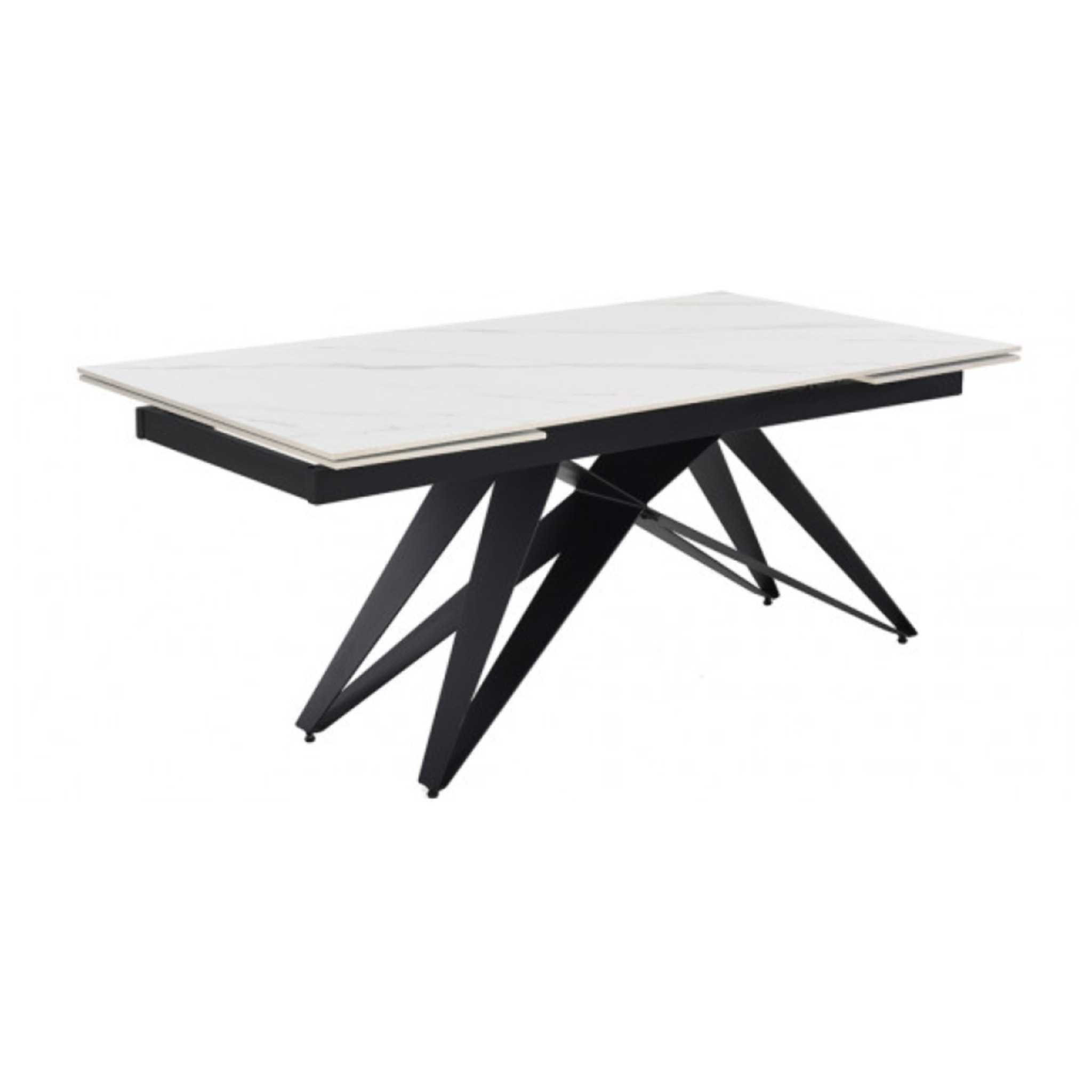 Table extensible en céramique marbre blanc L160/240cm - 9 piètements - UNIK