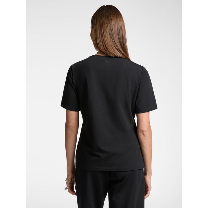 Elena Mirò - T-shirt con ricamo libellule - Nero