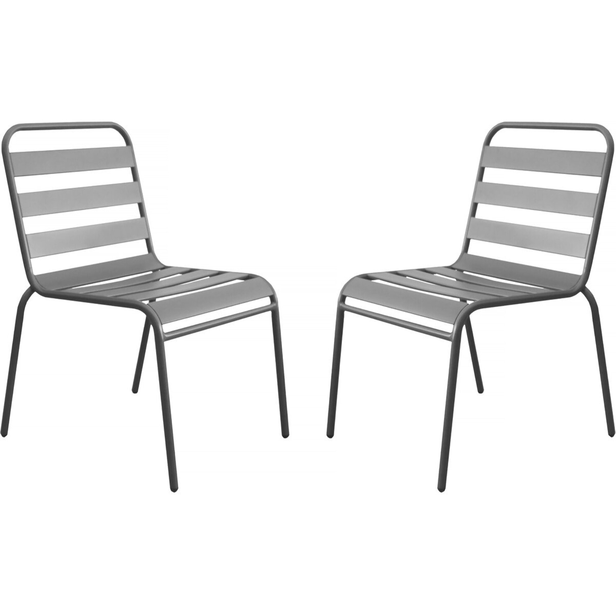 Lot de 2 chaises de jardin en métal empilables "Bilbao" - Taupe