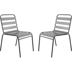 Lot de 2 chaises de jardin en métal empilables "Bilbao" - Taupe