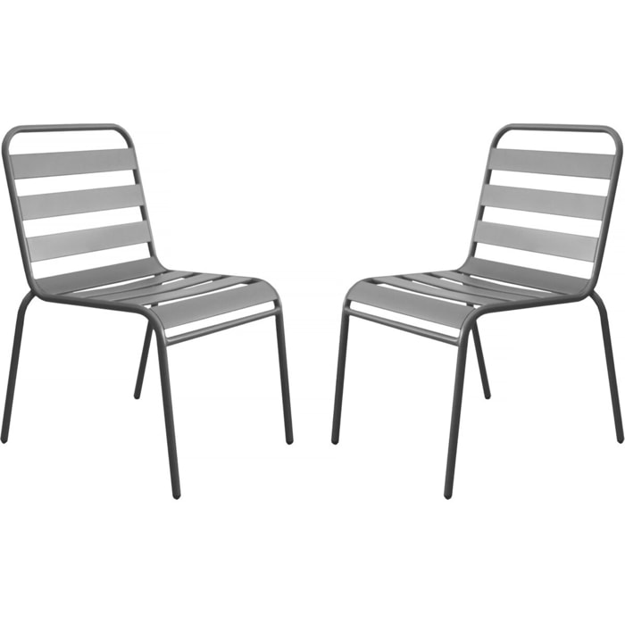 Lot de 2 chaises de jardin en métal empilables "Bilbao" - Taupe