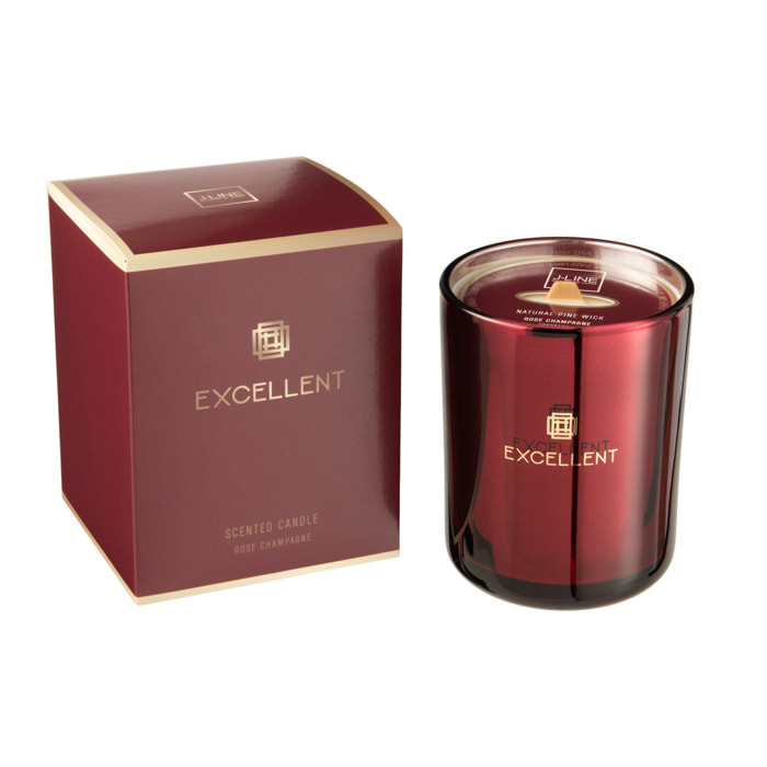 J-Line bougie parfumée Excellent - Rose Chamapgne - verre - rouge - medium - 80H