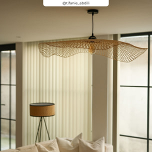 Suspension Jipi en bambou avec fil noir D100cm