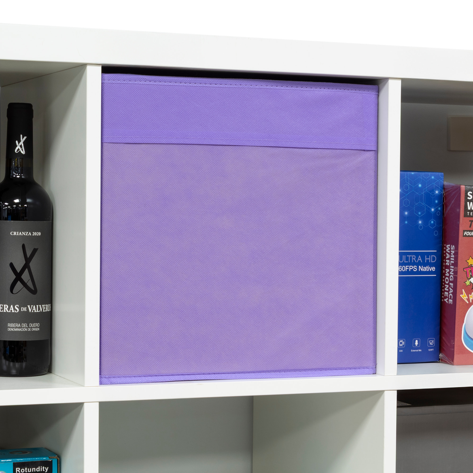 Caja de almacenamiento plegable con base convertible en tapa. 34x38x34 cm.