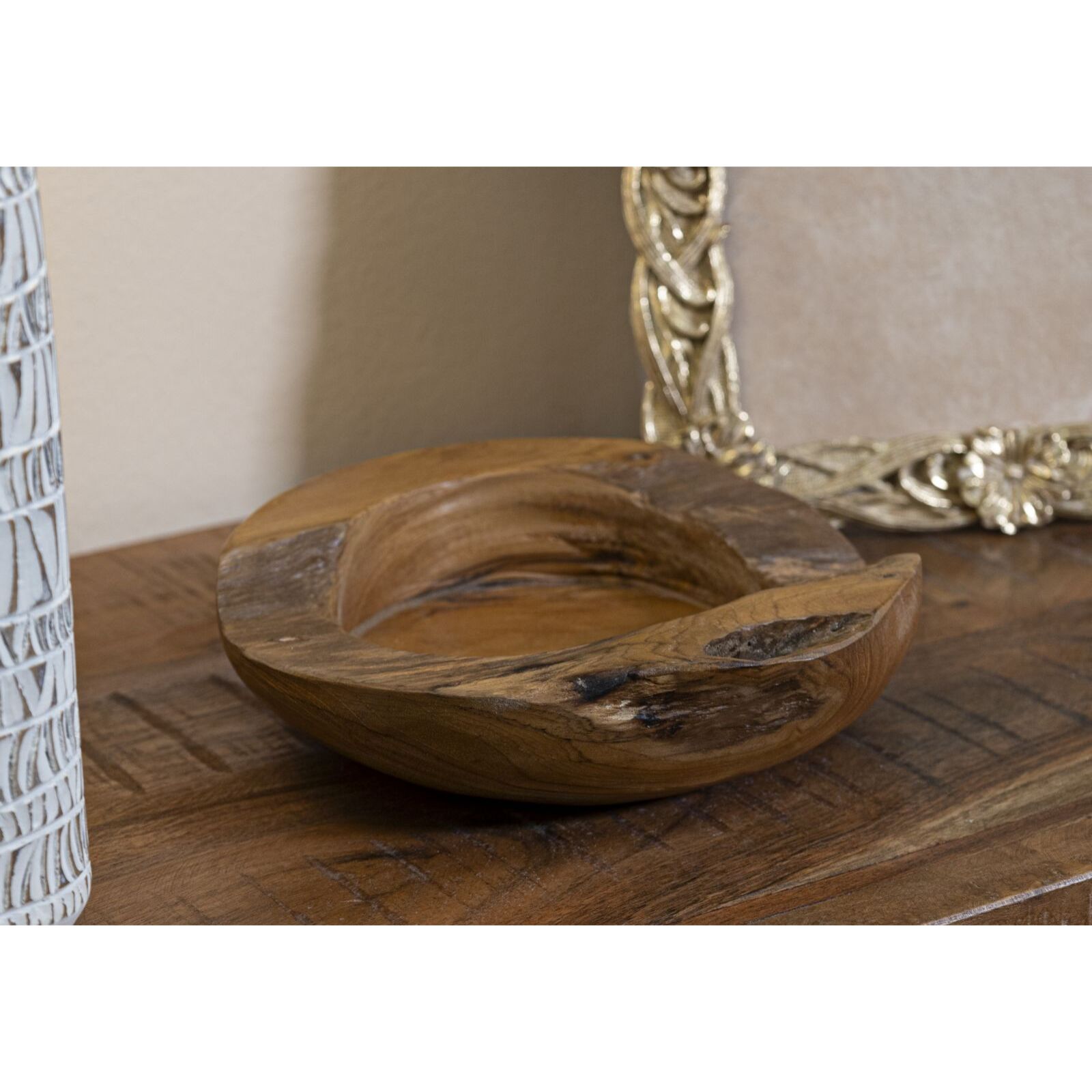 S/TASCHE ERUSI IN TEAK RIC. CM Ø 20X6 (PEZZI UNICI - NON RIP. IN SERIE)