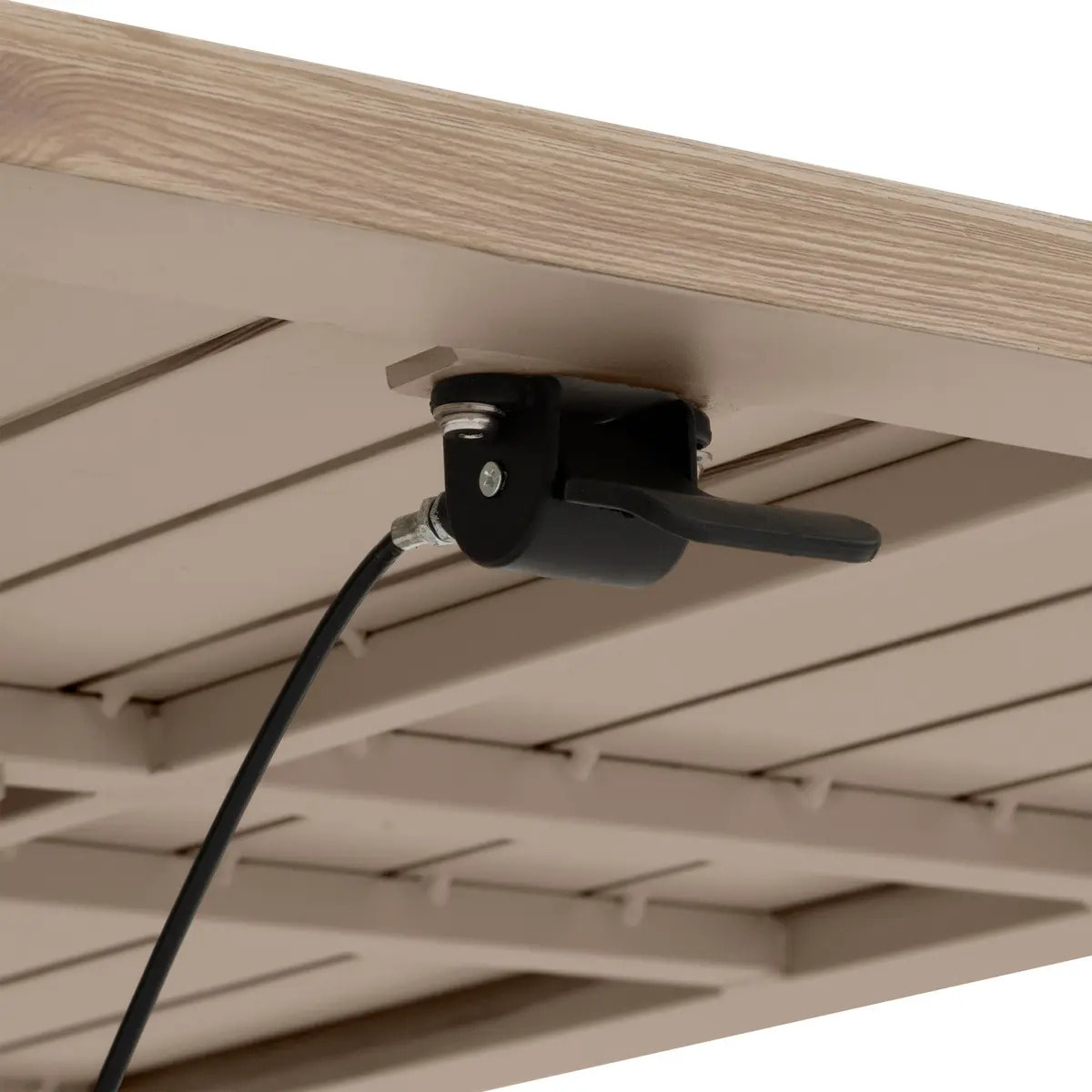 Table de jardin relevable rectangulaire "Salimia" argile & lin 150 x 80 x 69cm en aluminium