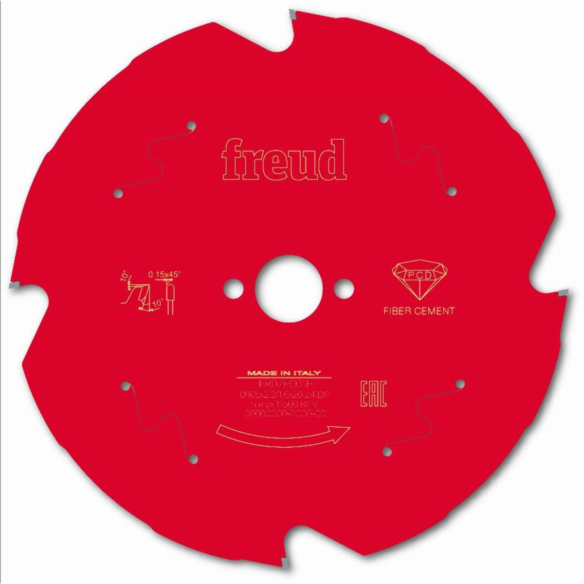 Lame diamant pour scie circulaire portative FREUD - Ø165 2,2/1,6 AL20 Z4 TD 10° - F03FS09838