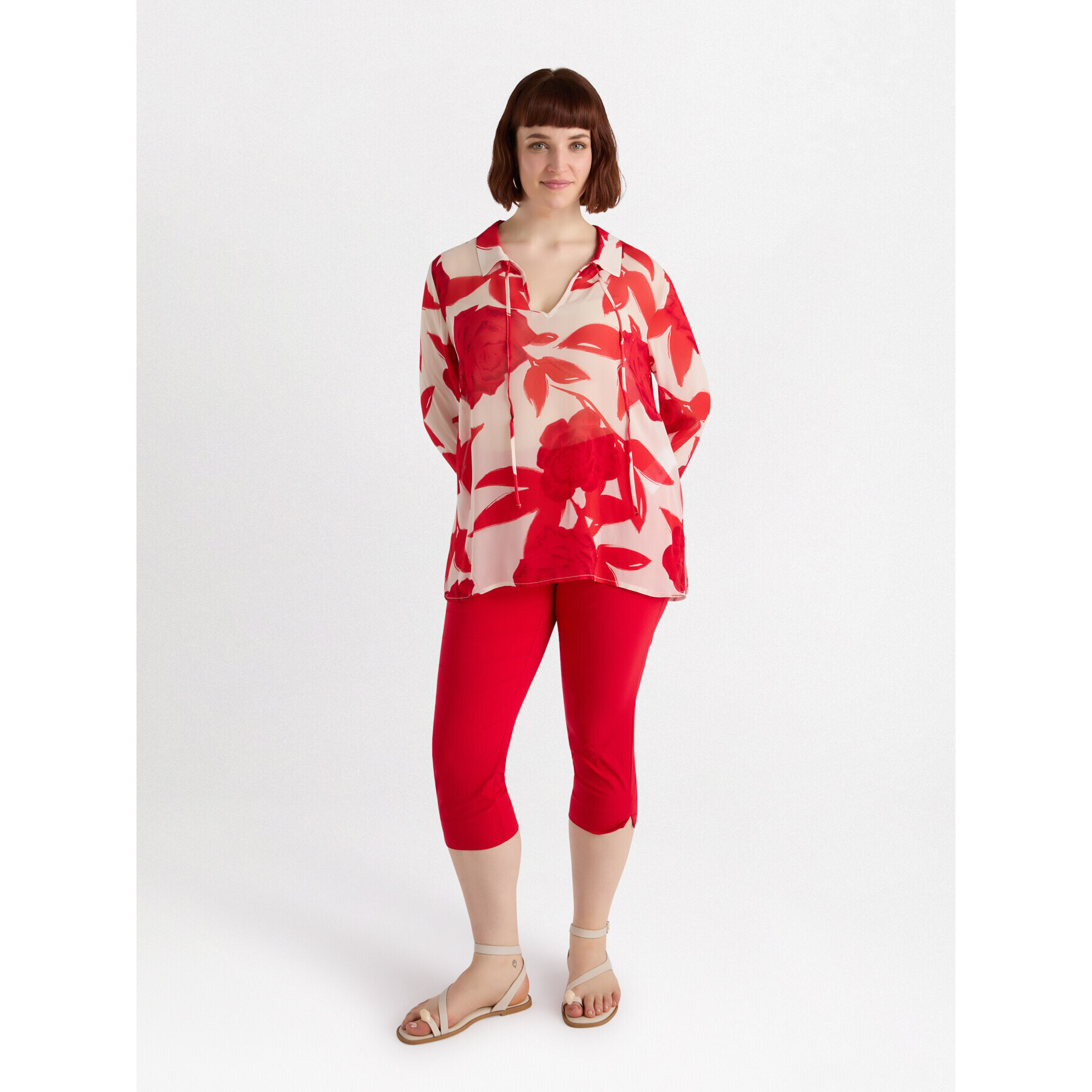 Fiorella Rubino - Blusa con estampado de rosas - Rojo