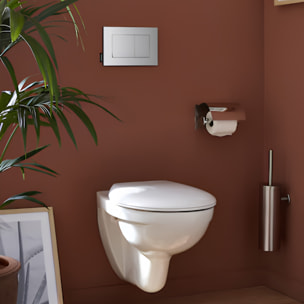 Pack cuvette WC suspendu sans bride Patio avec abattant + bâti support + plaque