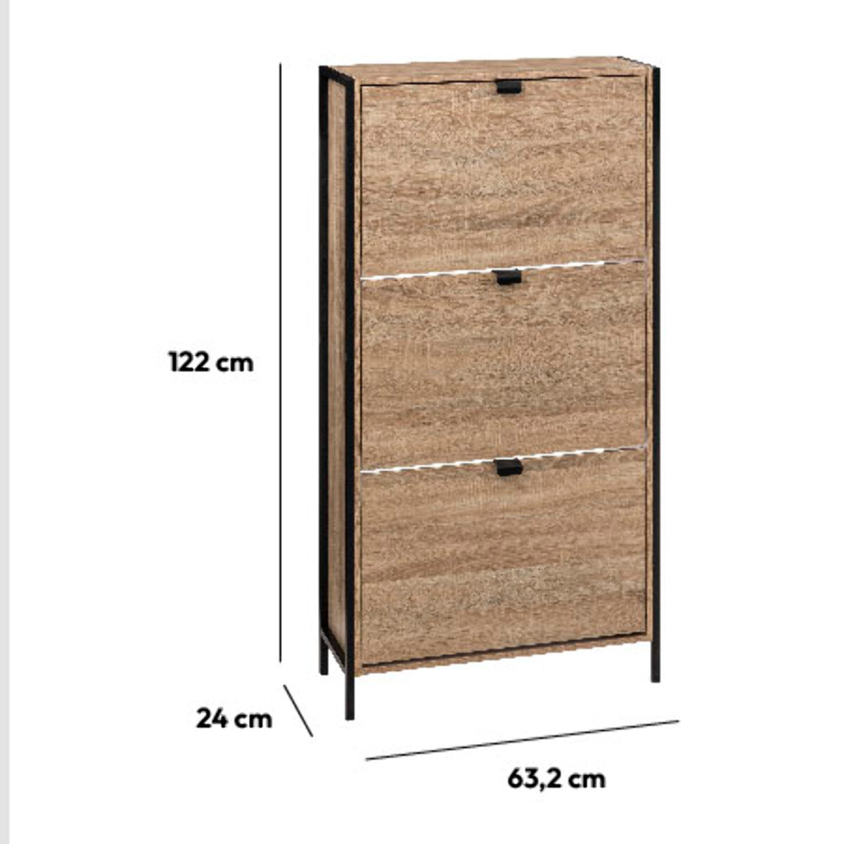 Meuble range-chaussures 3 tiroirs "Aliaj" effet chêne naturel