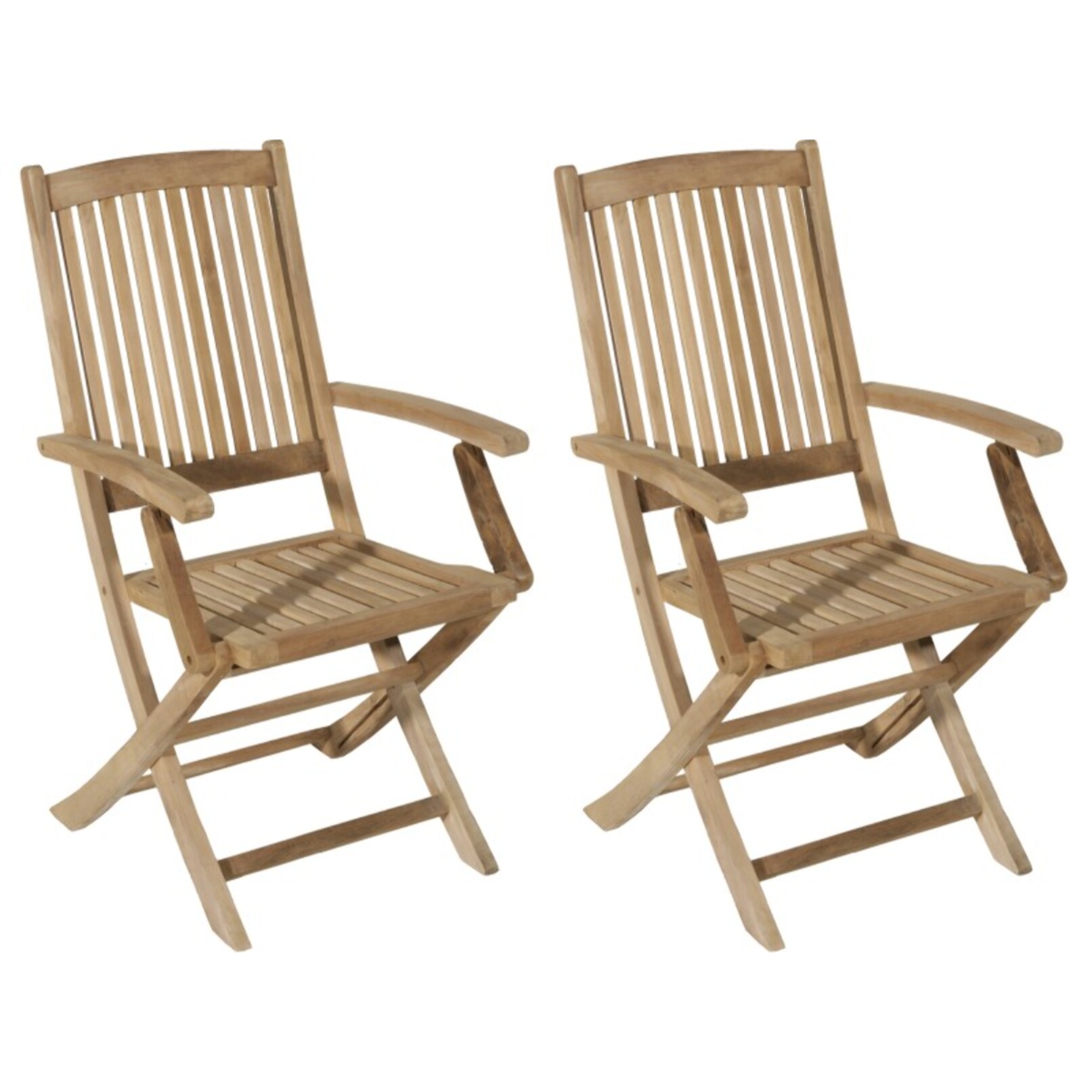 FUN - Ensemble de 2 fauteuils de jardin Lombock en bois Teck