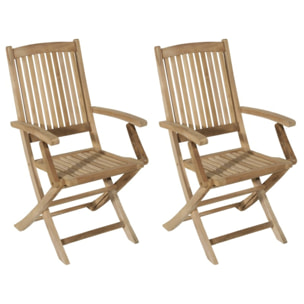 FUN - Ensemble de 2 fauteuils de jardin Lombock en bois Teck