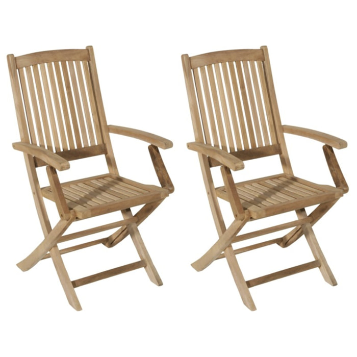 FUN - Ensemble de 2 fauteuils de jardin Lombock en bois Teck