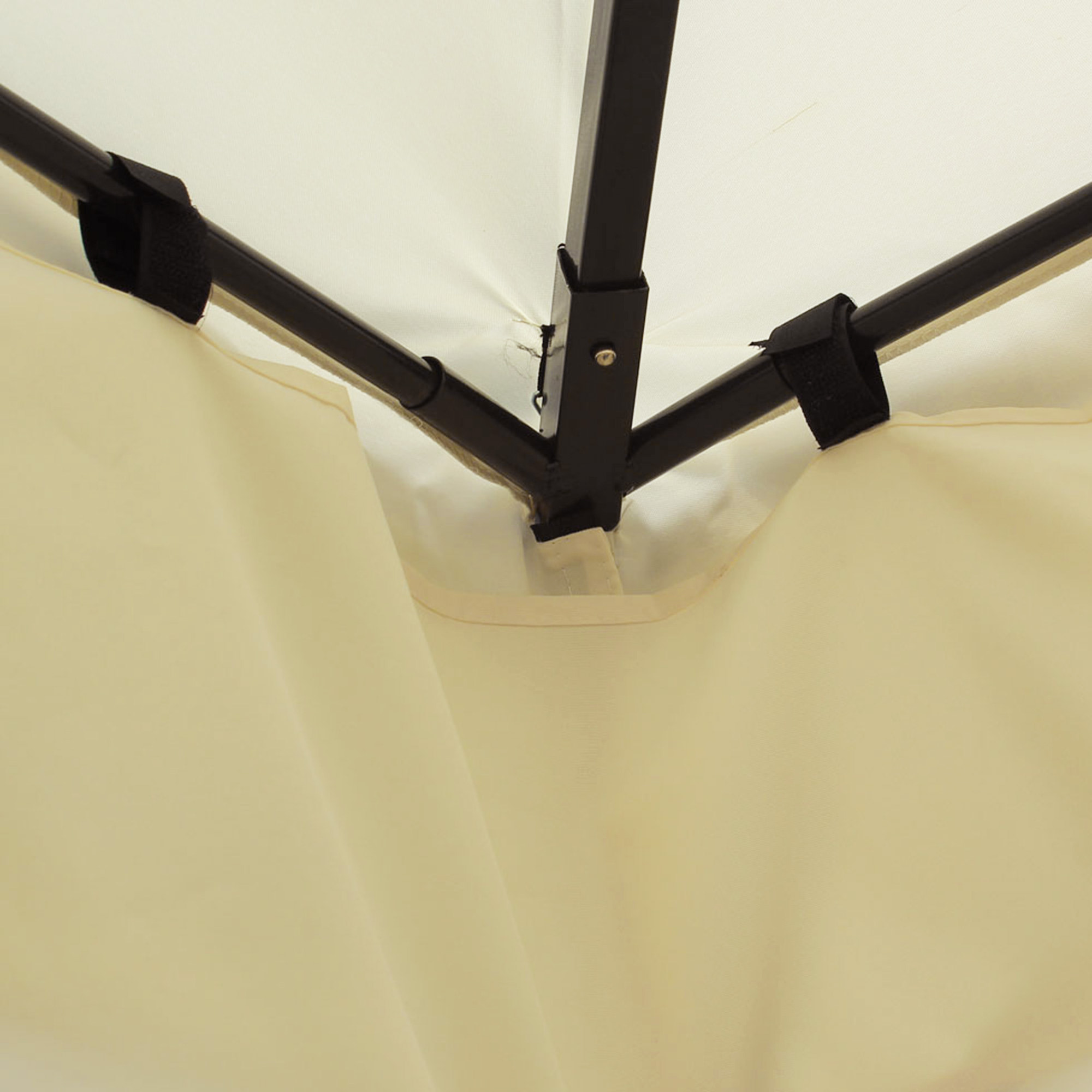 de Jardín 4x3 m, Pabellón de Jardín Gazebo con Doble Techo, 4 Cortinas, Marco de Acero, 8 Orificios de Drenaje, Anti-UV, Carpa para Exterior, Terraza, Patio, Blanco Crema