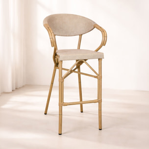 Lot de 2 fauteuils de bar en textilène beige AMALFI