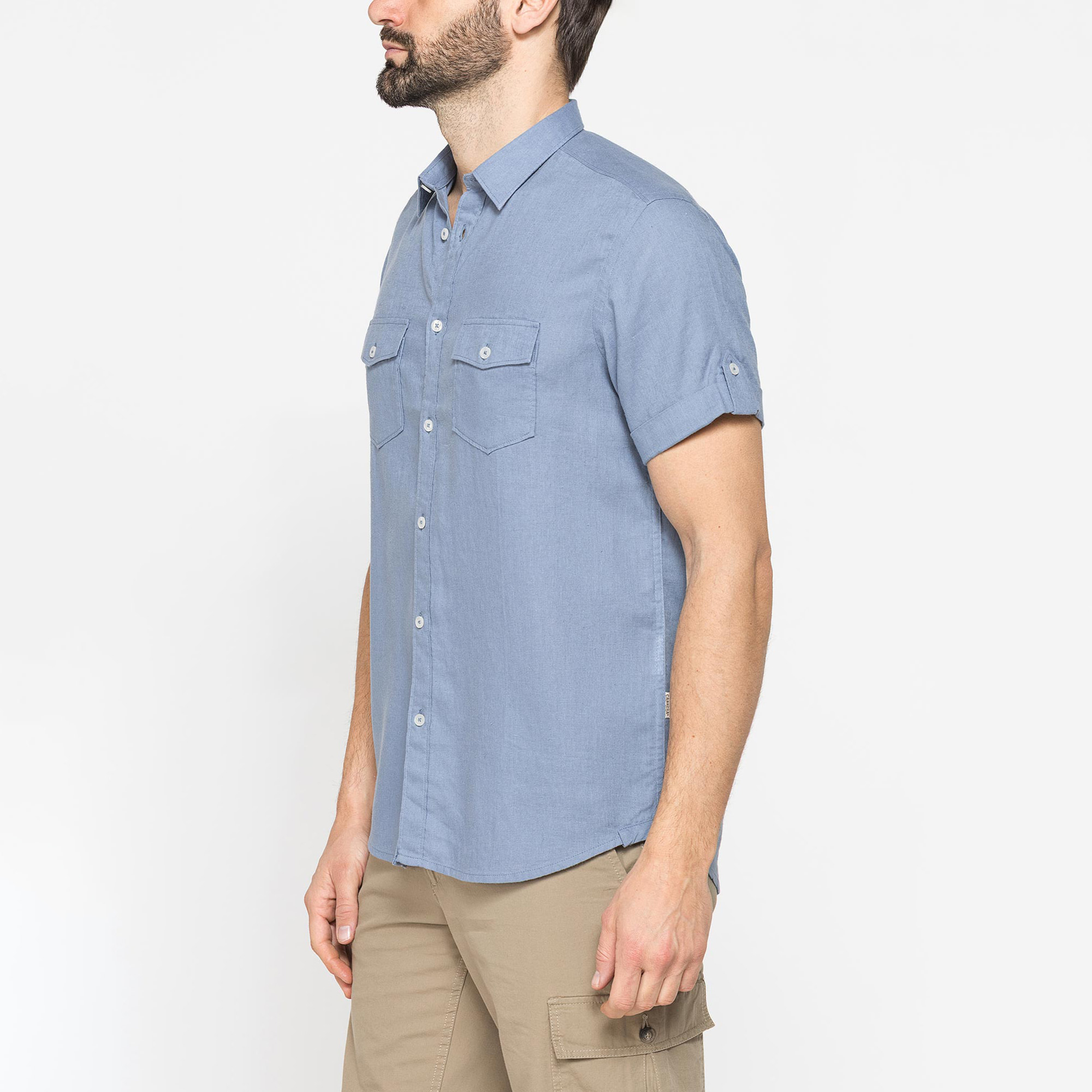 CAMICIA A MANICA CORTA IN TESSUTO DI LINO E LYOCELL