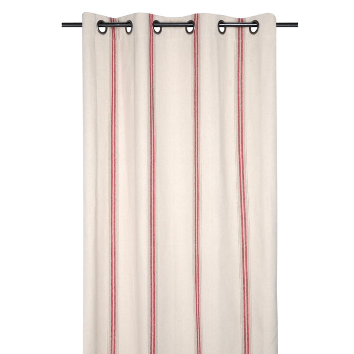 Rideau 100% Coton  - Effet tapissier d'antan - Rouge