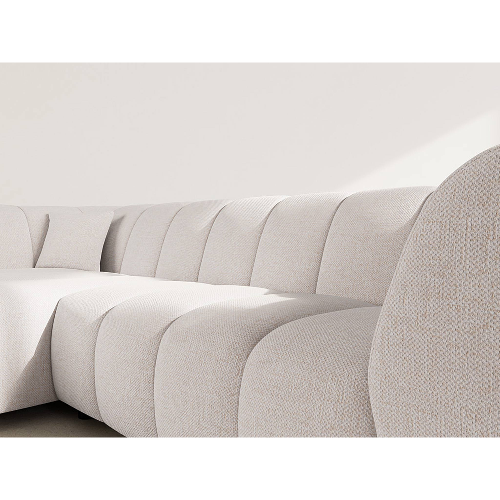 Curtis - canapé d'angle gauche 4 places avec accoudoir en tissu texturé - Beige