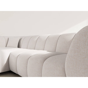 Curtis - canapé d'angle gauche 4 places avec accoudoir en tissu texturé - Beige