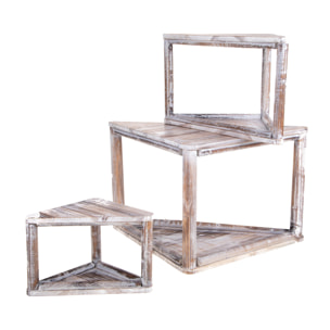 Set Di Tre Tavoli Triangolari In Legno . Dimensioni: Grande 56X29X32Cm;Media 41X22X25 Cm; Piccola 28X15X18 Cm - Pezzi 1 - 56,5X32,5X29,5cm - Colore: Marrone - Bianchi Dino - Decori Casa E Complementi