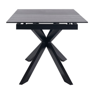 Table à manger extensible en céramique noire et métal L168-210 cm MELZA