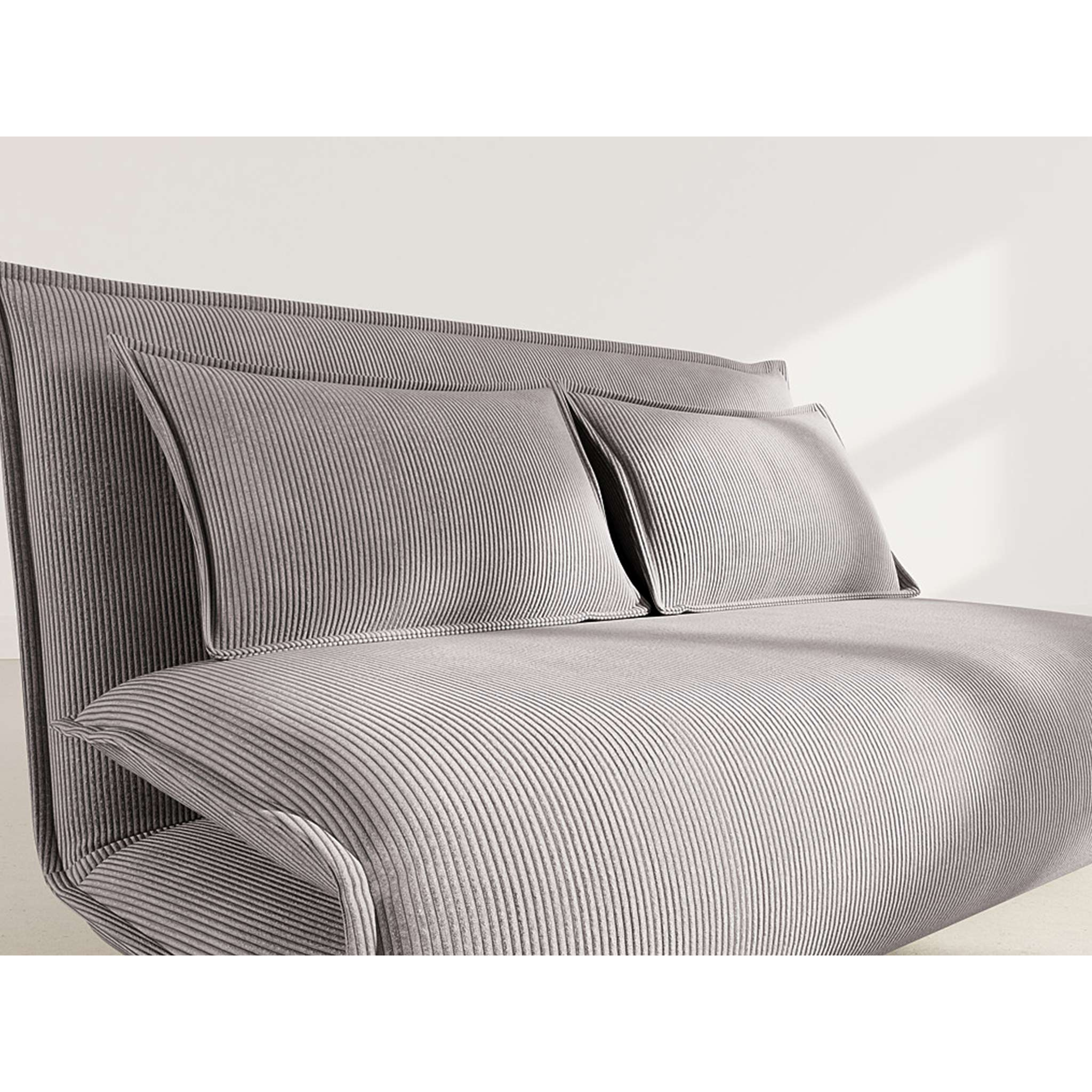 Candice - Banquette 2 places convertible clic-clac en velours côtelé - Gris clair