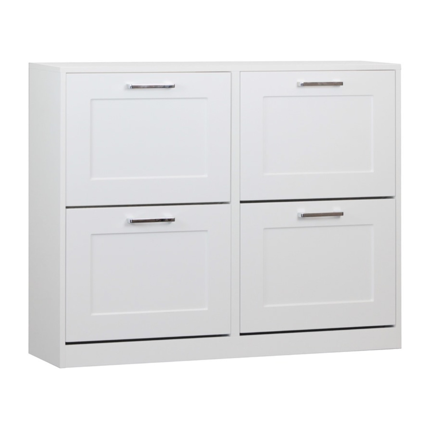 Scarpiera 4 ante in legno bianco 105x82x42 cm